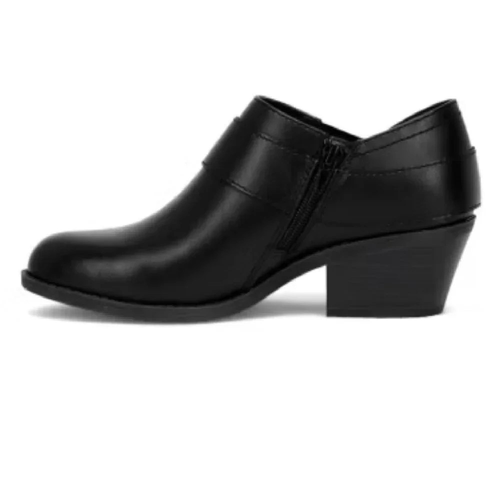 Frye & Co Womens Size 9.5M Berlyn Stacked Heel Booties Black Buckle Detail